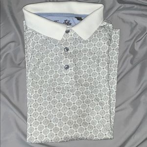 White polo with Design. Short sleeve shirt